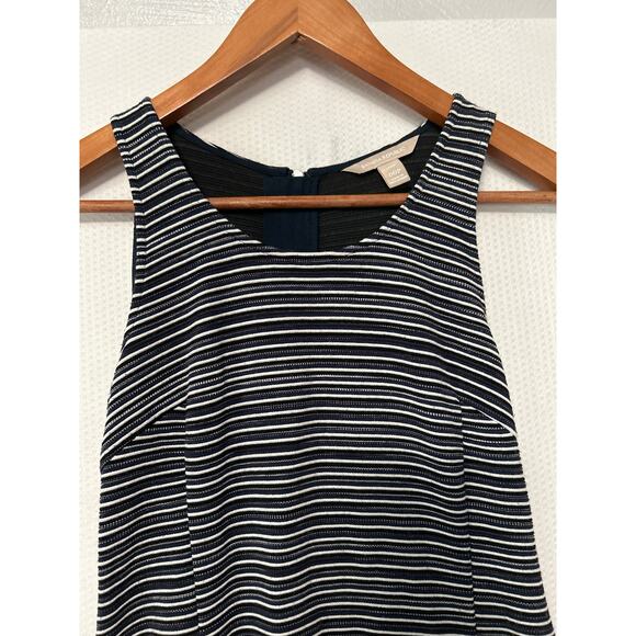 Banana Republic Navy White Striped Sleeveless Fit & Flare Zipper Dress 00P - Picture 2 of 11